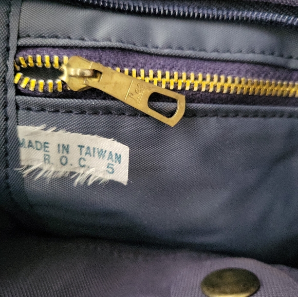 Vintage 80's Supersac Navy Blue Wooden Handle Canvas Purse - Picture 9 of 9